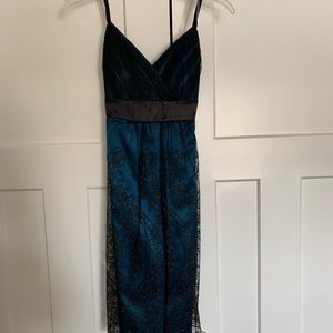 Knee length jewel blue party dress
